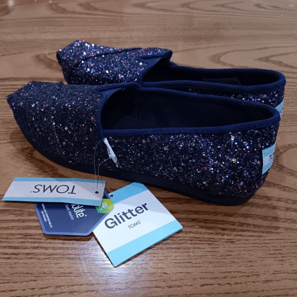 Kids Toms Glitter Shoes Size 5 New
